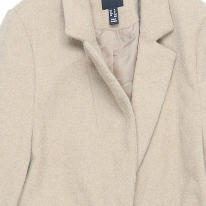 New Look Womens Beige Overcoat Coat Size 12 Button
