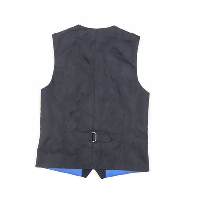 Back view of Next boys’ blue jacket waistcoat, size 8, years button