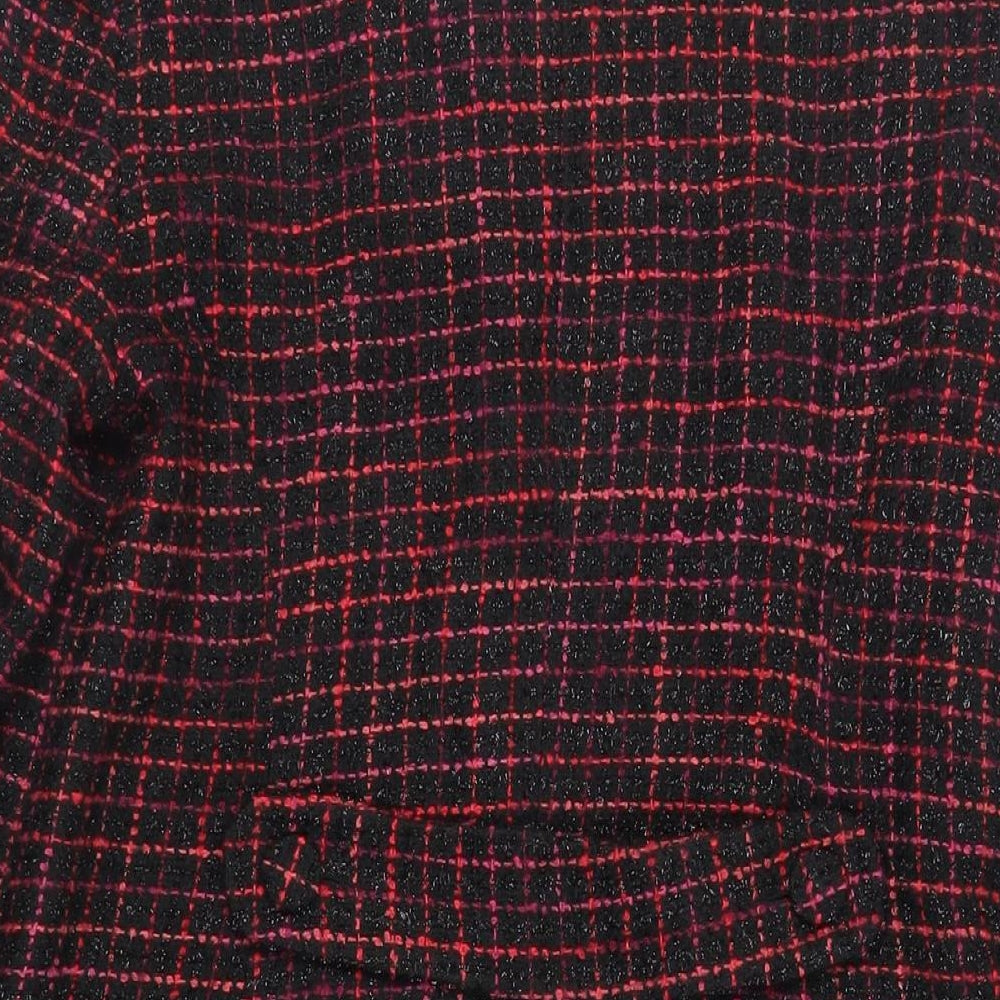 J.Taylor Womens Black Check Overcoat Coat Size 14 Button