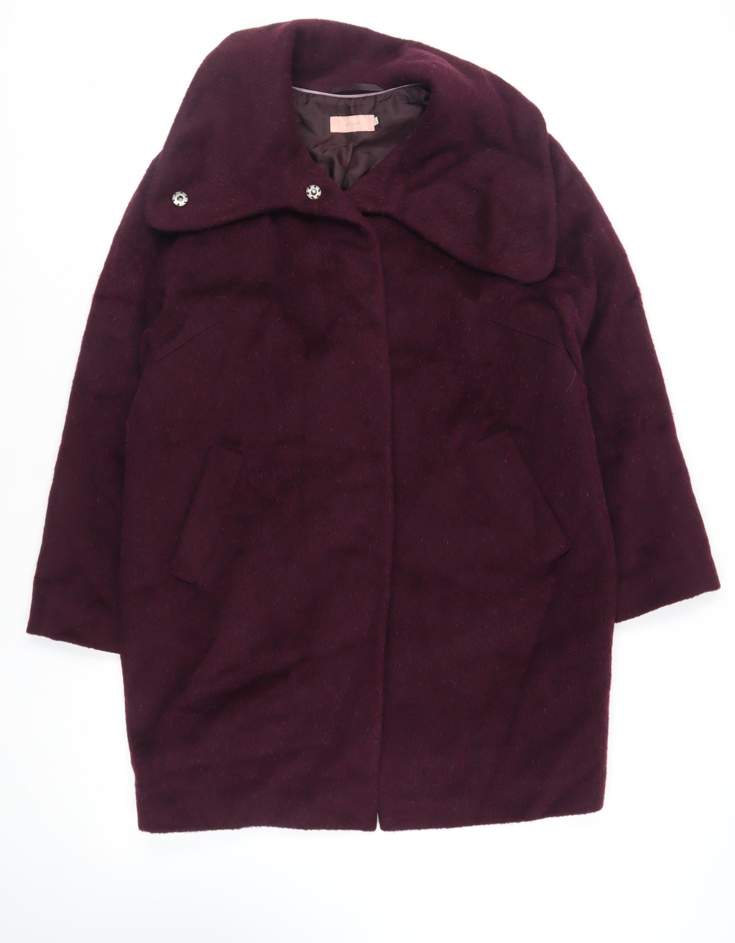 John Lewis Womens Purple Overcoat Coat Size 14 Snap