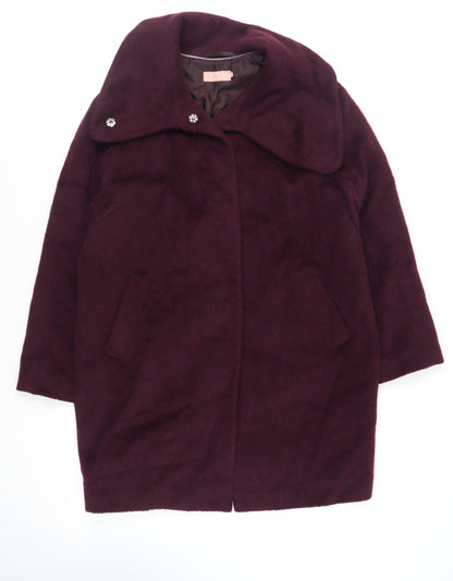 John Lewis Womens Purple Overcoat Coat Size 14 Snap