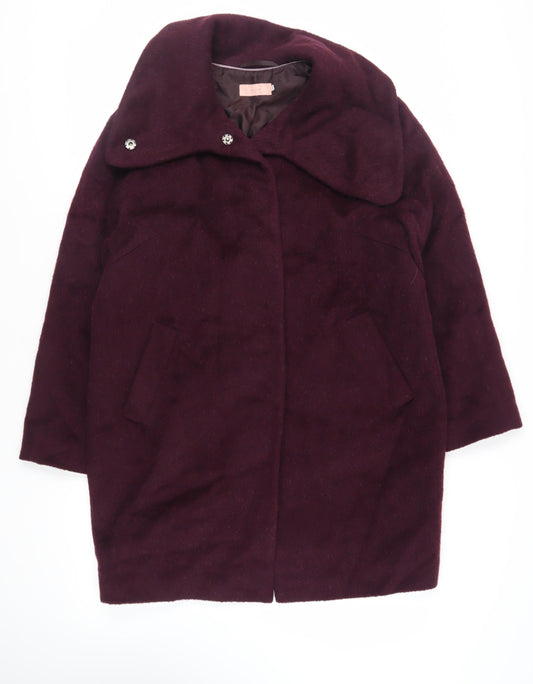 John Lewis Womens Purple Overcoat Coat Size 14 Snap