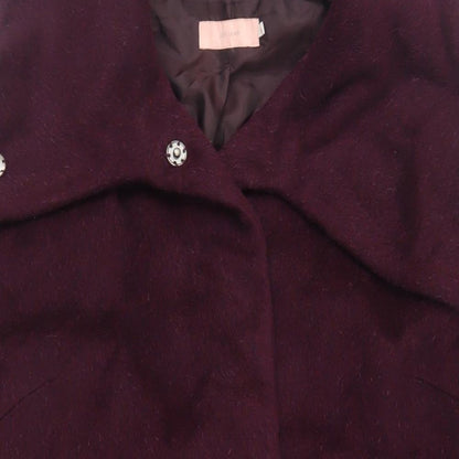 John Lewis Womens Purple Overcoat Coat Size 14 Snap
