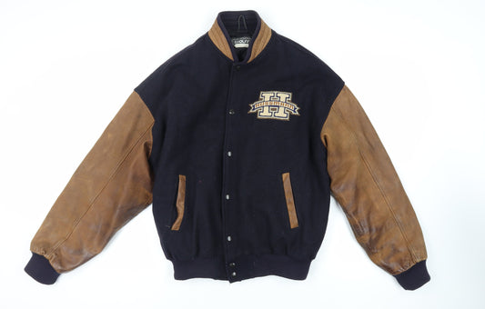 Wolff Mens Blue Bomber Jacket Jacket Size L Snap