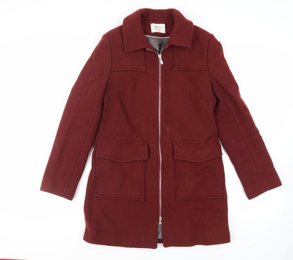 Trench & Coat Womens Red Overcoat Coat Size 12 Zip