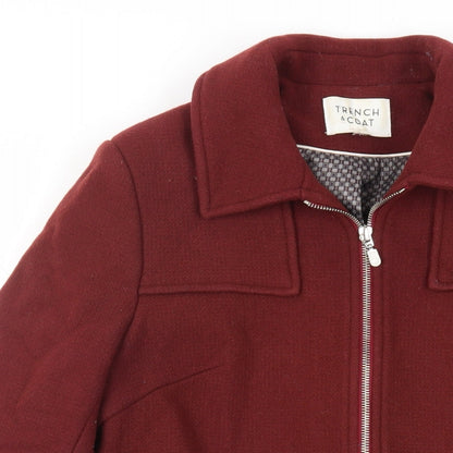 Trench & Coat Womens Red Overcoat Coat Size 12 Zip