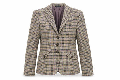 Prét-á-Porter Womens Beige Geometric Jacket Blazer Size 8 Button