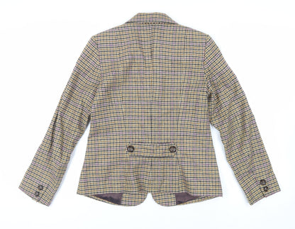 Prét-á-Porter Womens Beige Geometric Jacket Blazer Size 8 Button