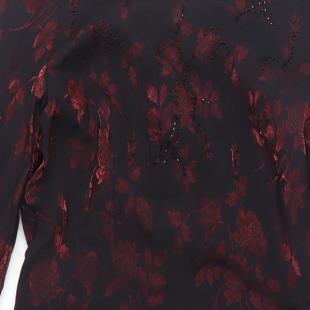 Maggy London Womens Black Floral Viscose Pencil Dress Size 10 Boat Neck Zip