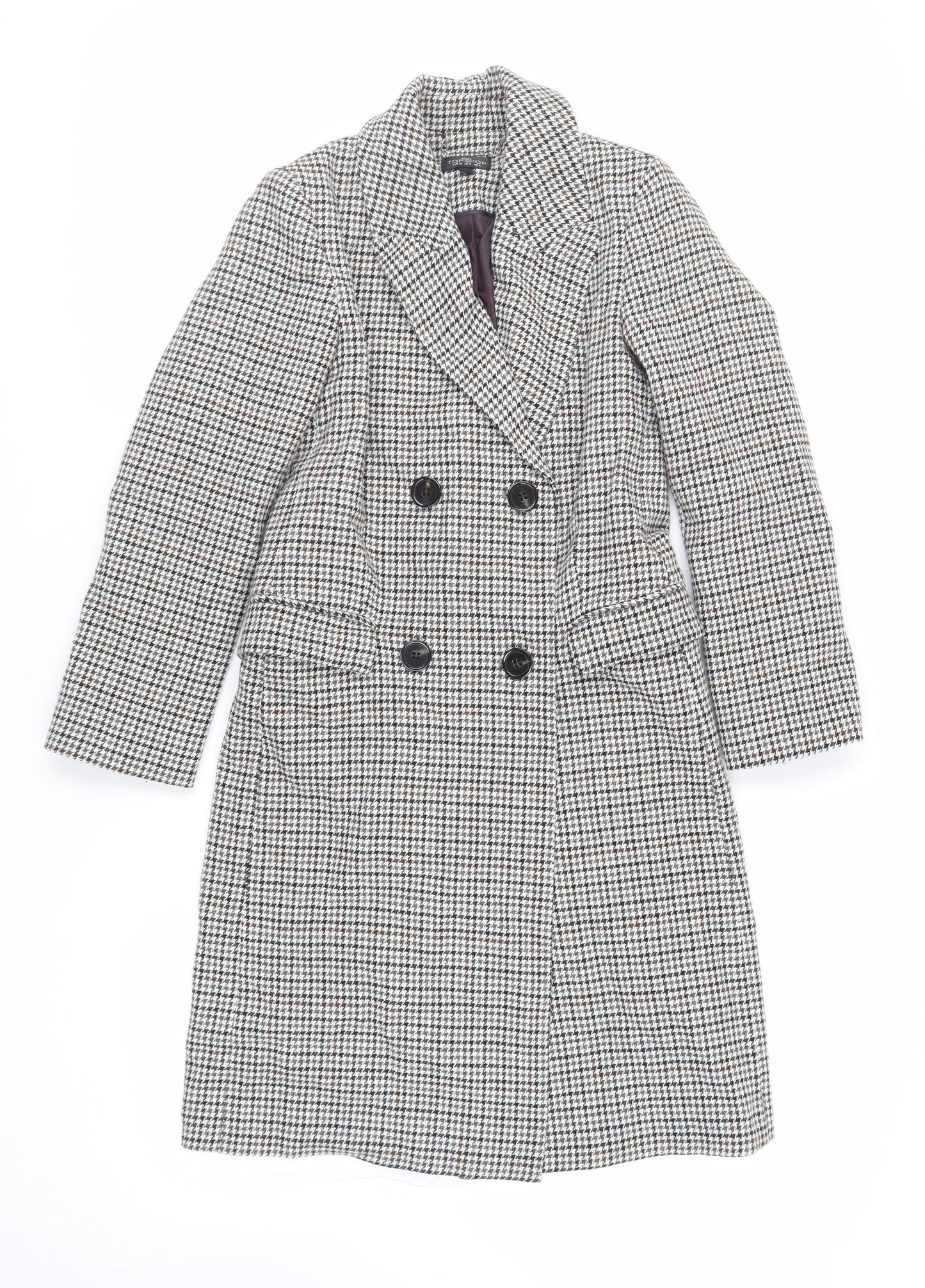 Womens UK Size 4 Topshop Grey Pea Coat