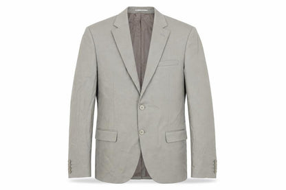 Front view of boohooMAN men’s green cotton jacket blazer, size 42, regular