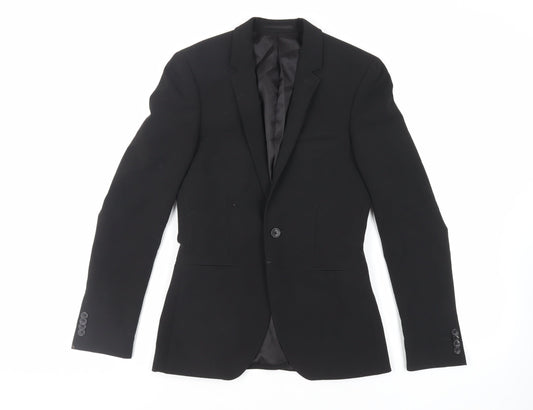 Mens UK Size 34 Topman Regular Black Suit Jacket