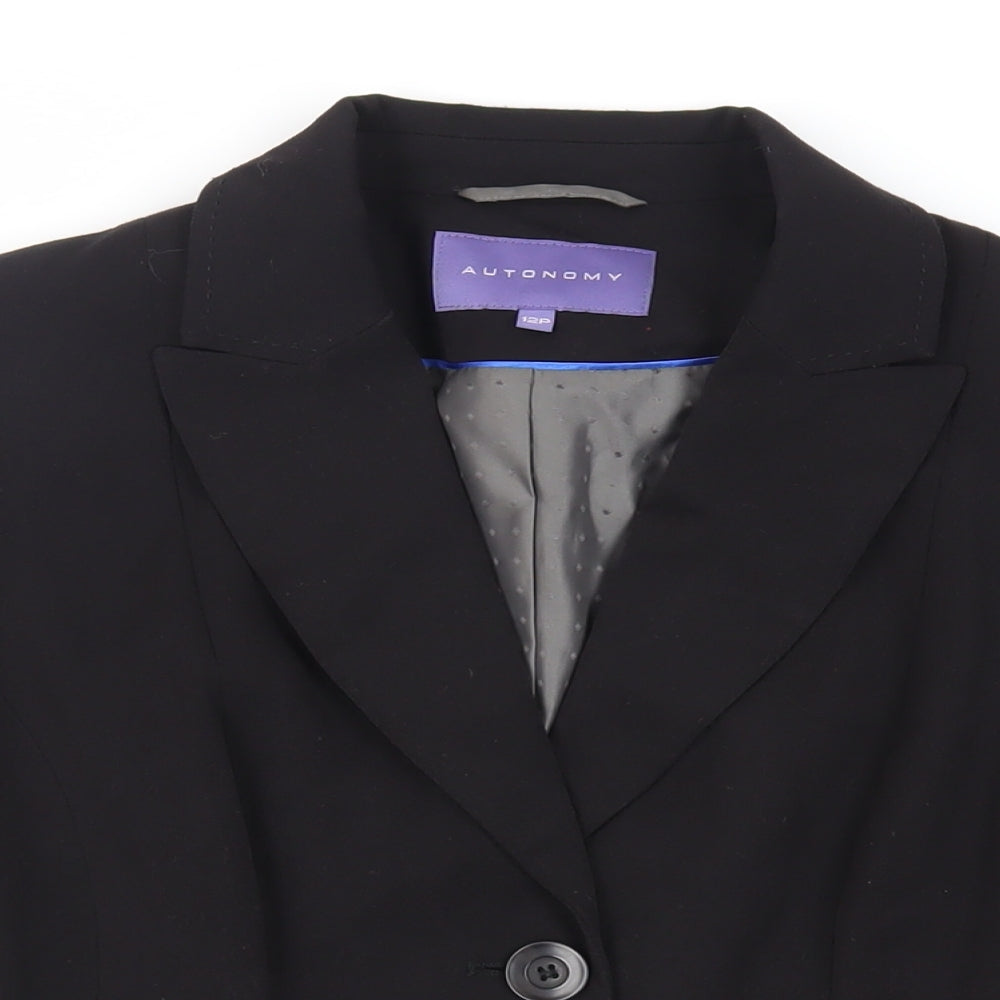 Autonomy Womens Black Jacket Blazer Size 12 Button