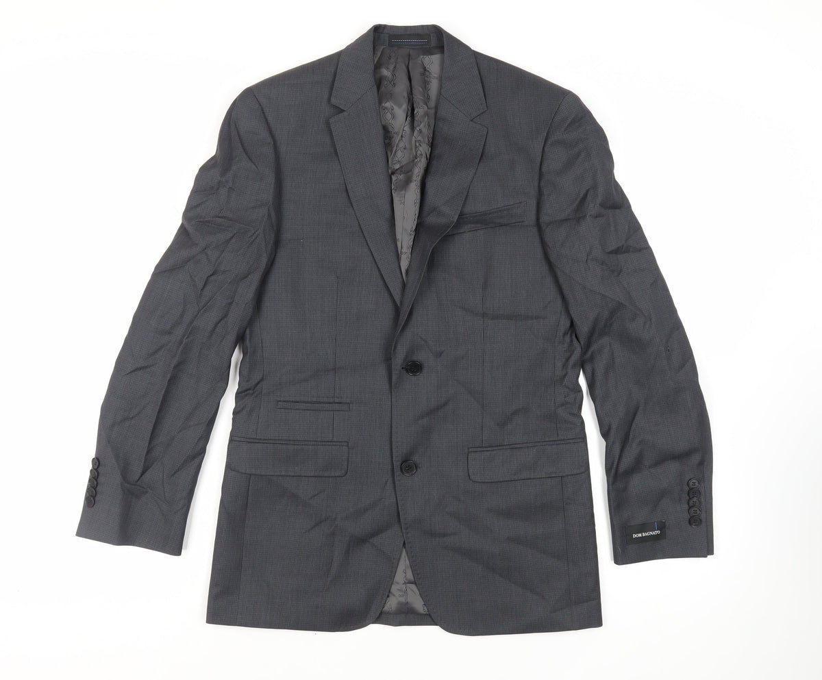 Dom Bagnato Mens Grey Wool Jacket Suit Jacket Size 36 Regular