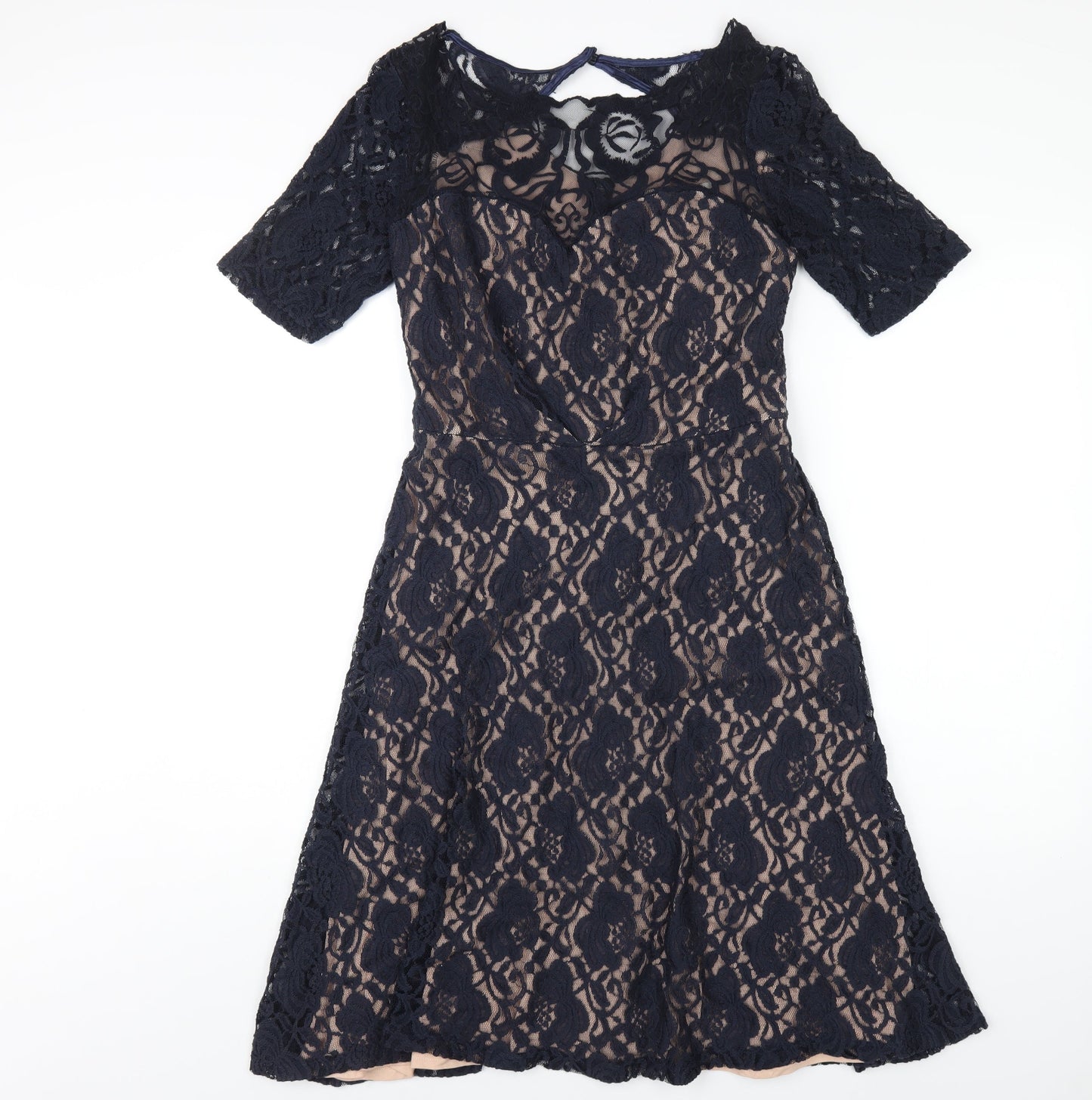 Monsoon Womens Blue Cotton A-Line Size 12 Round Neck Zip