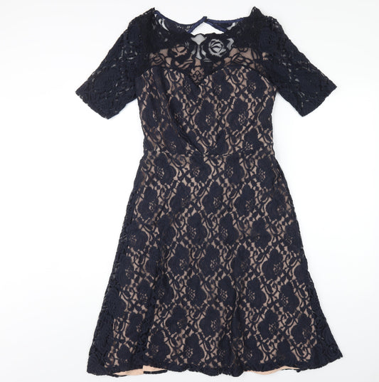 Monsoon Womens Blue Cotton A-Line Size 12 Round Neck Zip