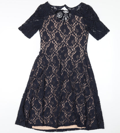 Monsoon Womens Blue Cotton A-Line Size 12 Round Neck Zip