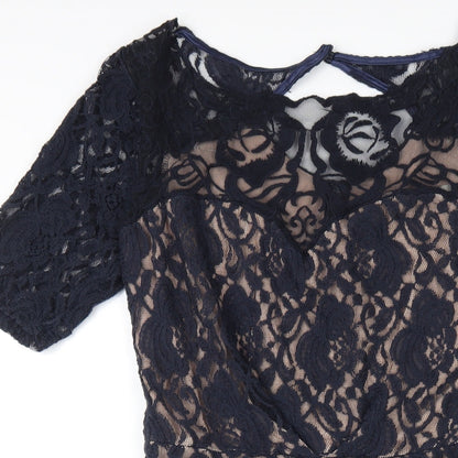 Monsoon Womens Blue Cotton A-Line Size 12 Round Neck Zip