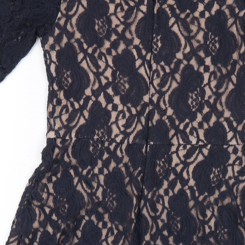 Monsoon Womens Blue Cotton A-Line Size 12 Round Neck Zip