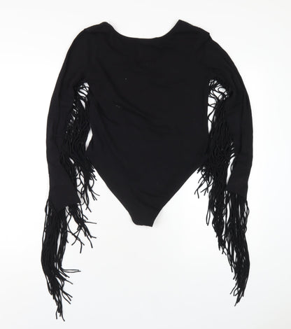 Topshop Womens Black Cotton Bodysuit One-Piece Size 10 Snap