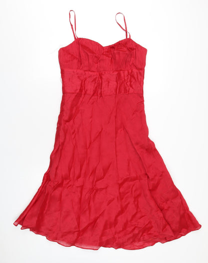 Monsoon Womens Red Linen A-Line Size 12 Sweetheart Zip