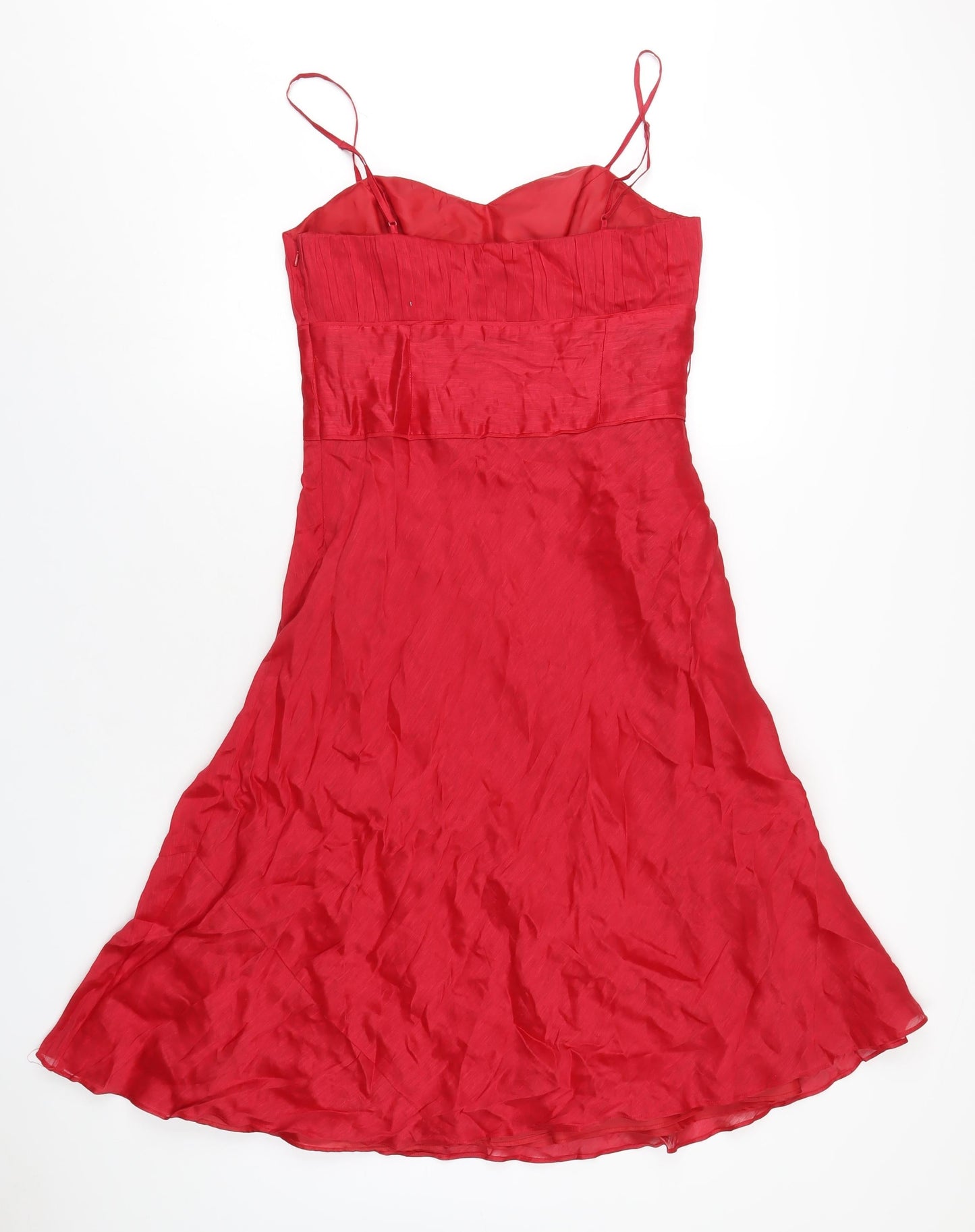Monsoon Womens Red Linen A-Line Size 12 Sweetheart Zip