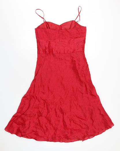 Monsoon Womens Red Linen A-Line Size 12 Sweetheart Zip