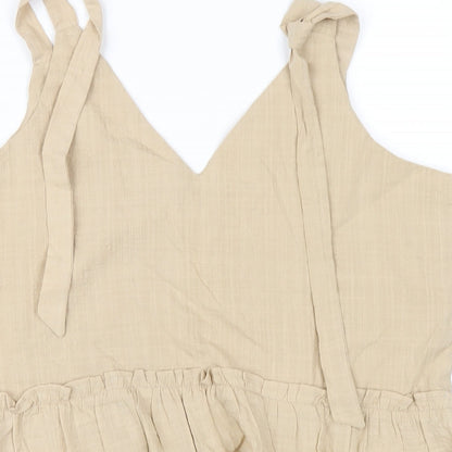 Womens UK Size 12 New Look Beige Basic Tank