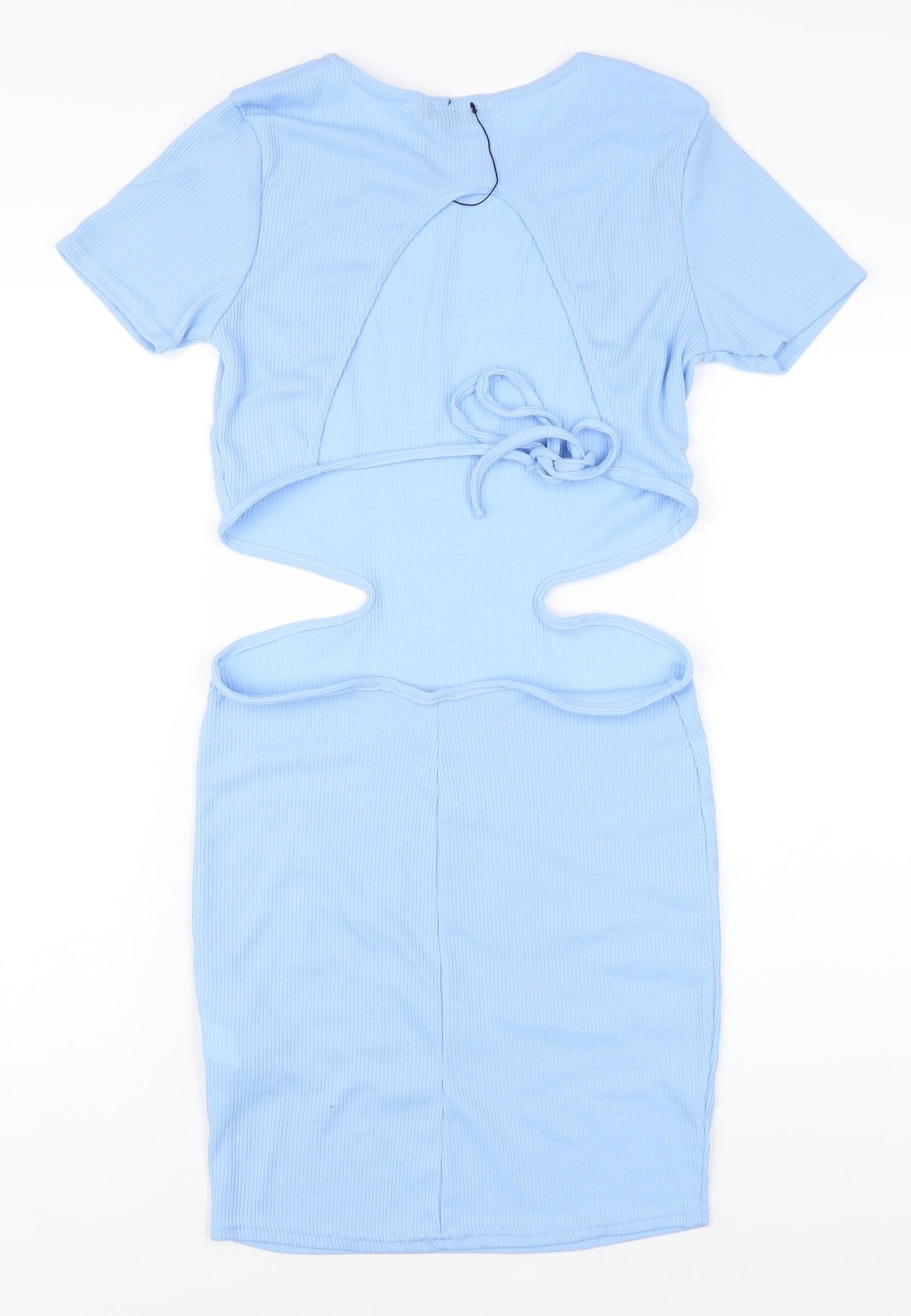 PRETTYLITTLETHING Womens Blue Polyester Bodycon Size 12 Round Neck Pullover