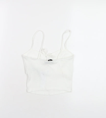 Bershka Womens White Polyester Camisole T-Shirt Size XS V-Neck