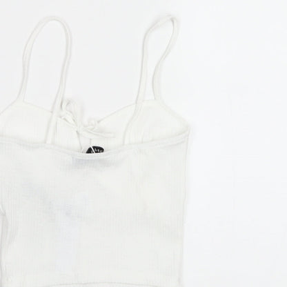 Bershka Womens White Polyester Camisole T-Shirt Size XS V-Neck