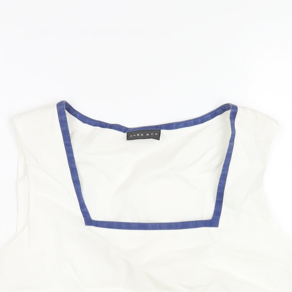 Womens UK Size 12 Alex & Co White Basic T-Shirt