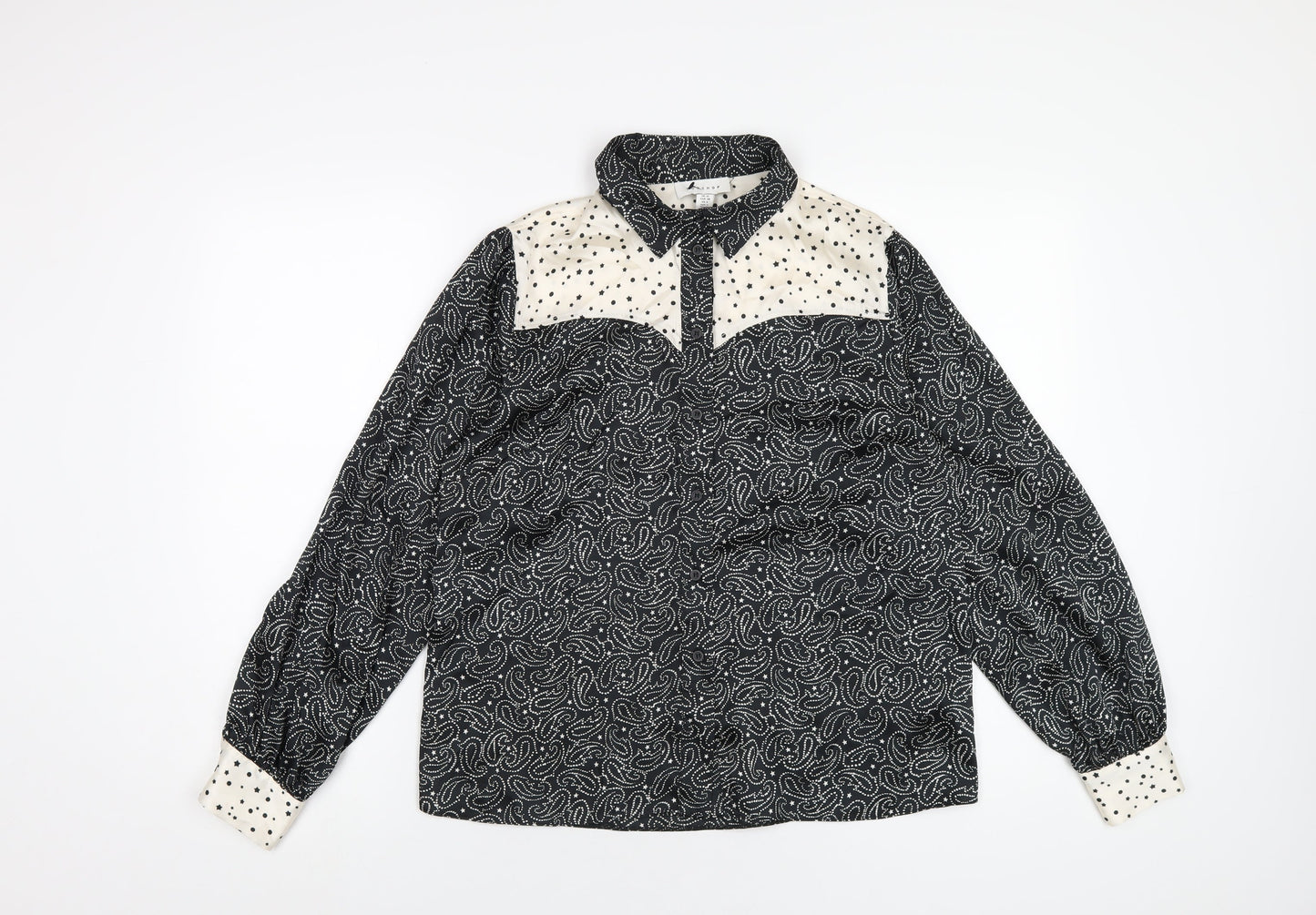 Womens UK Size 10 Topshop Black Basic Button-Up