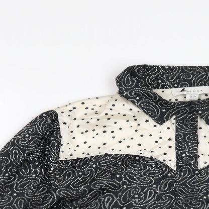 Womens UK Size 10 Topshop Black Basic Button-Up