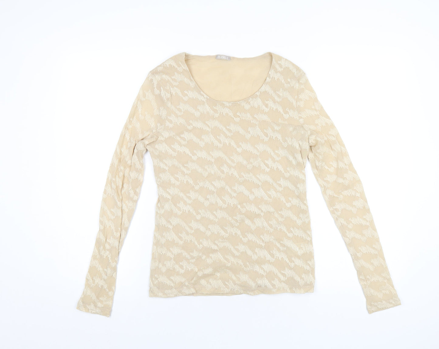 Womens UK Size S Planet Beige Basic T-Shirt