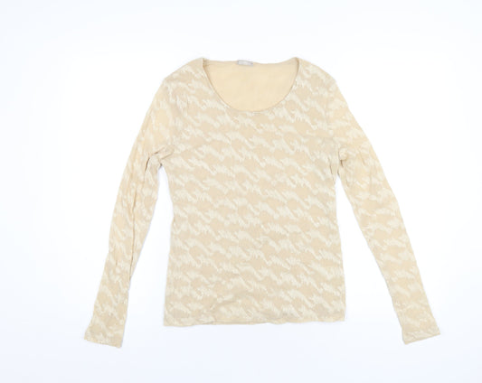 Womens UK Size S Planet Beige Basic T-Shirt