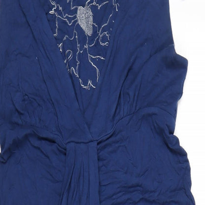 Full Circle Womens Blue Viscose A-Line Size M V-Neck Pullover