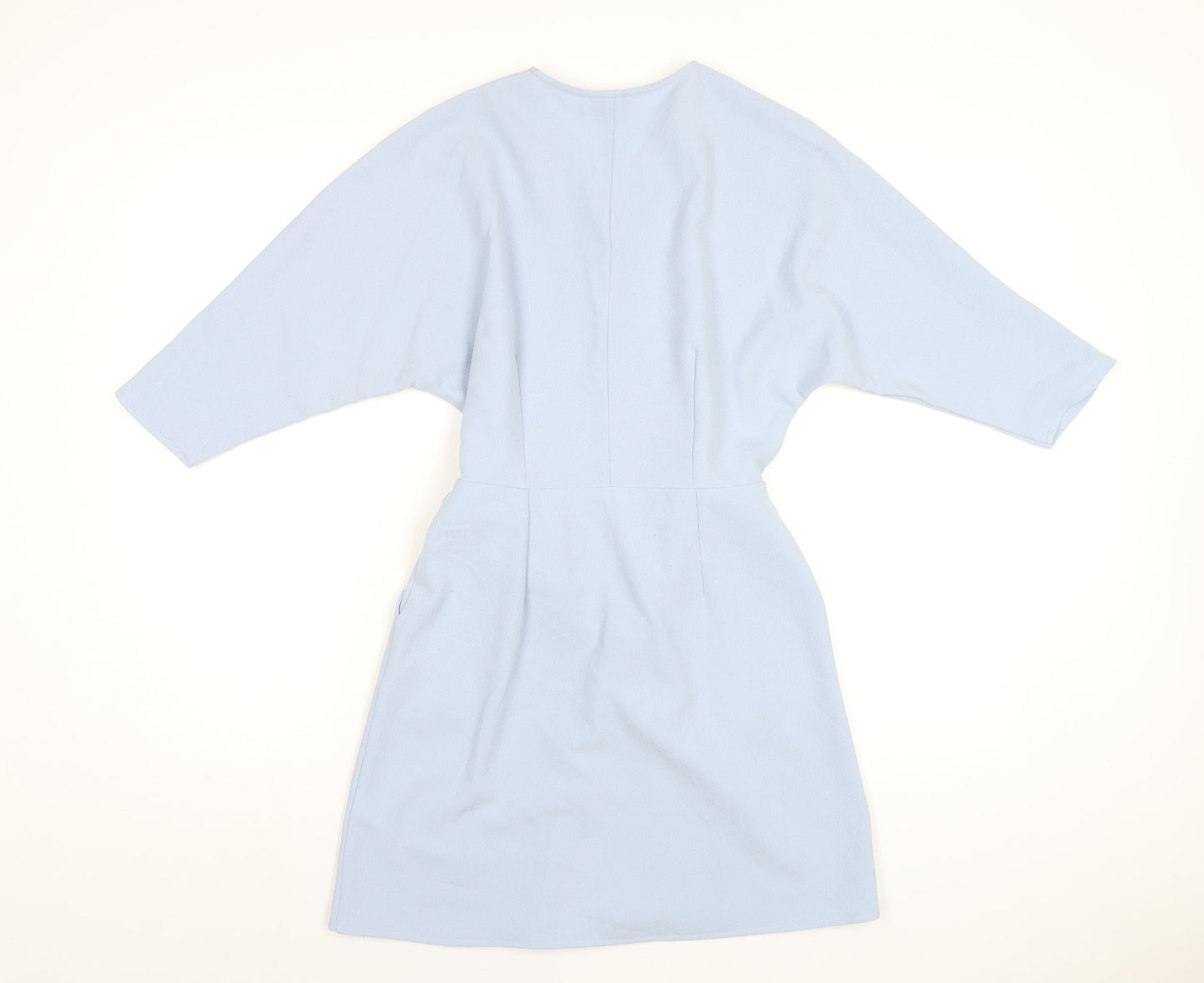 Topshop Womens Blue Polyester Wrap Dress Size 8 V-Neck Tie