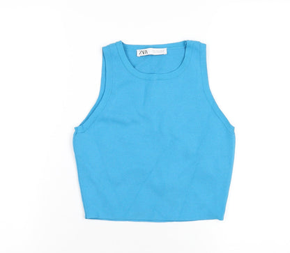 Womens UK Size M Zara Blue Basic Tank