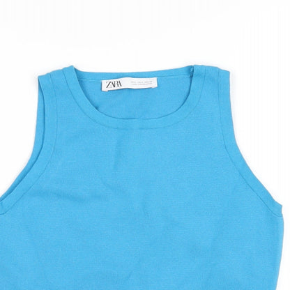 Womens UK Size M Zara Blue Basic Tank