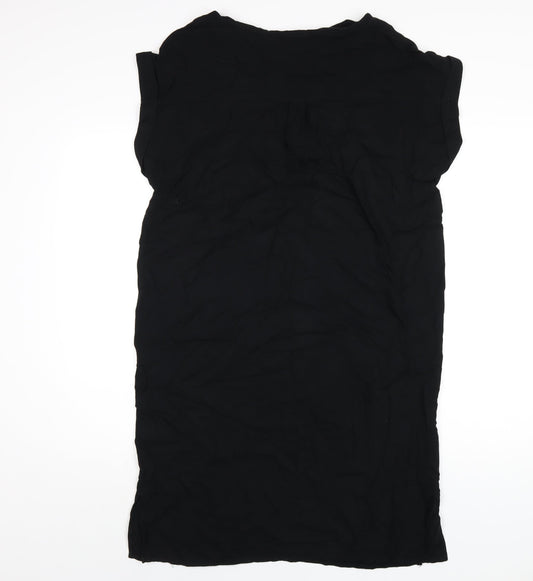 NEXT Womens Black Viscose A-Line Size 12 Round Neck Pullover