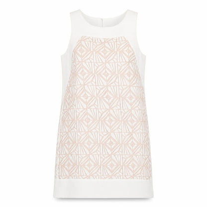 Principles Womens White Geometric Polyester A-Line Size 12 Round Neck Button