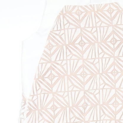 Principles Womens White Geometric Polyester A-Line Size 12 Round Neck Button