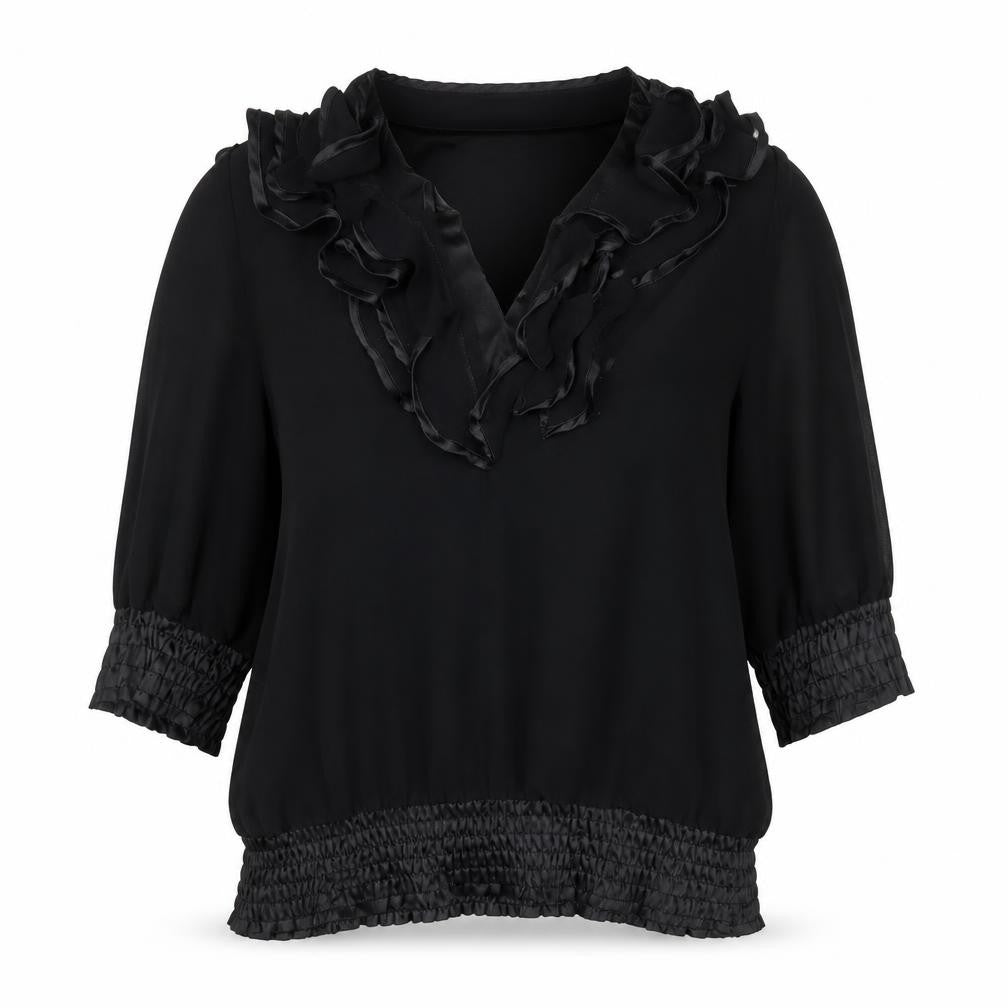 Womens UK Size 8 Quiz Black Basic Blouse