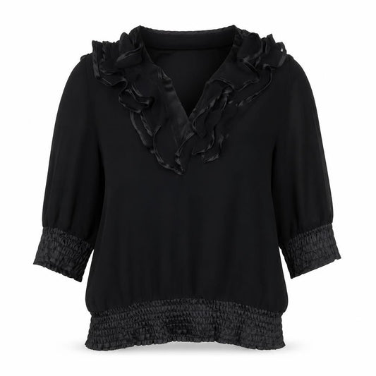 Womens UK Size 8 Quiz Black Basic Blouse