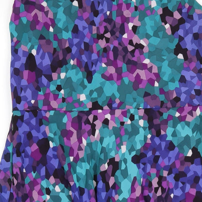 Debenhams Womens Multicoloured Geometric Polyester A-Line Size 14 V-Neck Zip