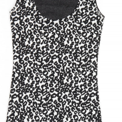 H&M Womens Black Geometric Polyester Bodycon Size 4 Scoop Neck Pullover