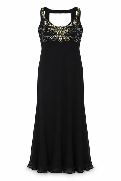 Pearce Fionda Womens Black Polyester Maxi Size 12 Sweetheart Zip - Beaded