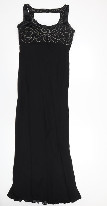 Pearce Fionda Womens Black Polyester Maxi Size 12 Sweetheart Zip - Beaded