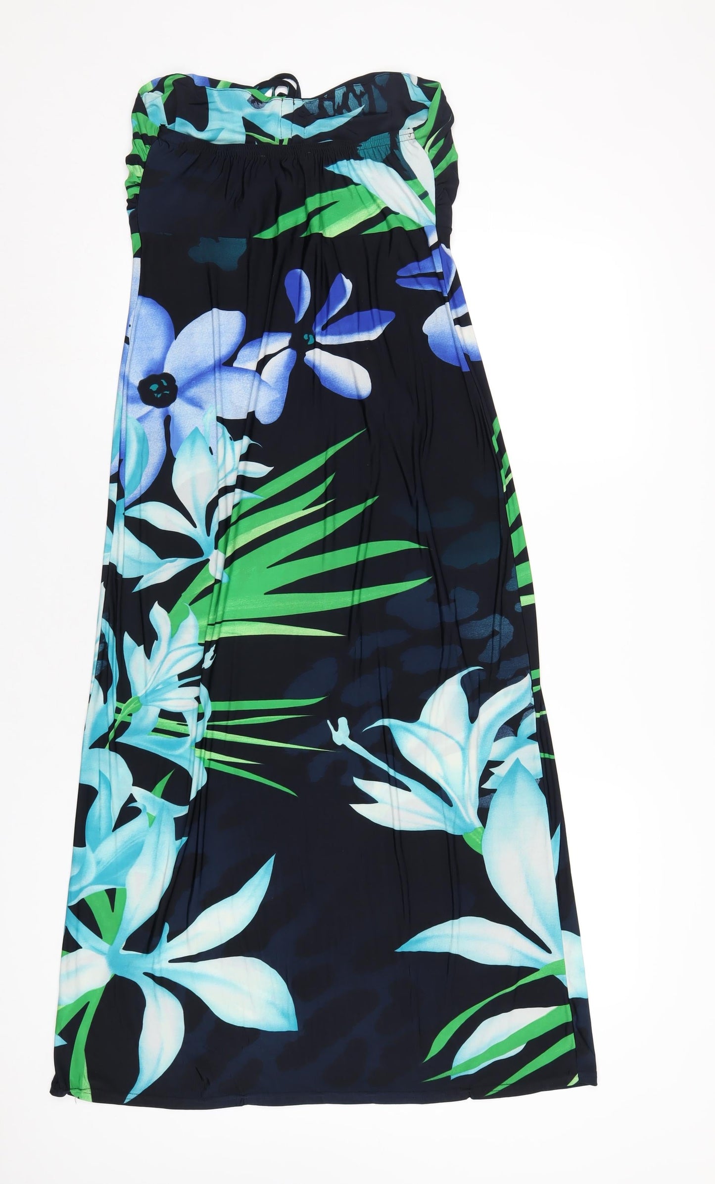 Kaleidoscope Womens Blue Floral Polyester A-Line Size 10 Square Neck Pullover